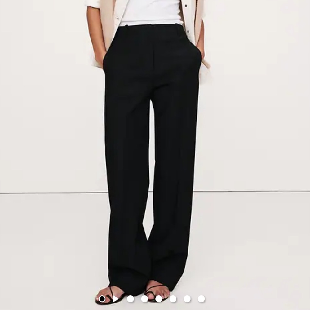 NWT BANANA REPUBLIC Harrison Fit Black Mid Rise Wide Leg Trousers